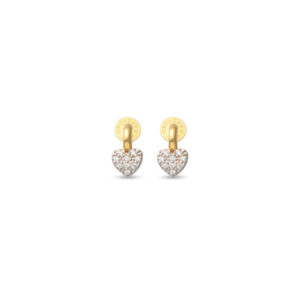 Orecchini in argento dorato e cuore pavé
