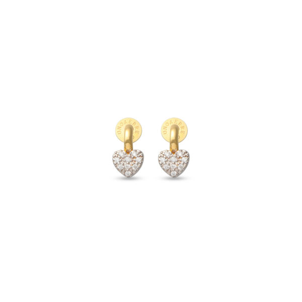 Orecchini in argento dorato e cuore pavé