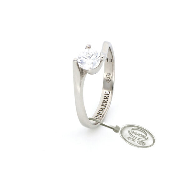 Anello Solitario Mini in argento bianco