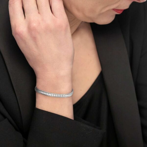 Bracciale tennis zirconi baguette catena snake squadrata - immagine 2
