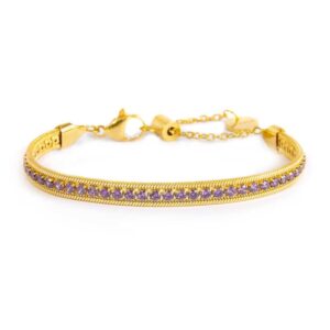 Bracciale tennis zirconi baguette catena snake squadrata