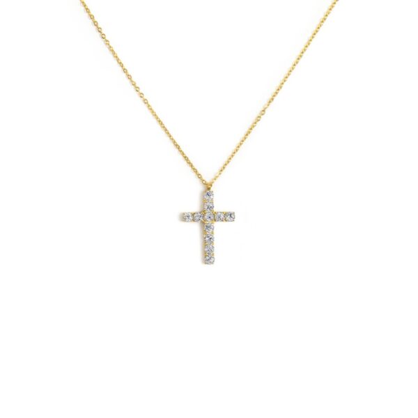 Collana croce pendente 2,6cm con zirconi