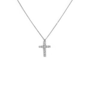 Collana croce pendente 2,6cm con zirconi