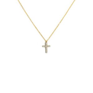 Collana croce pendente 1,4cm con zirconi