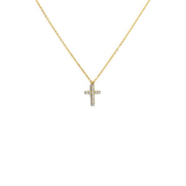 Collana croce pendente 1,4cm con zirconi