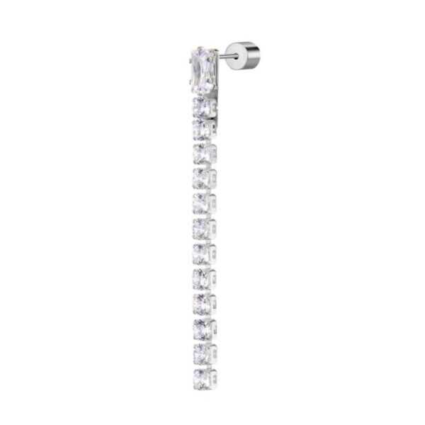 Orecchino a lobo catena tennis con zirconi baguette
