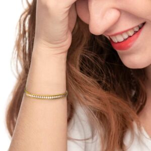 Bracciale tennis zirconi baguette catena snake squadrata