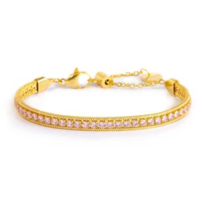 Bracciale tennis zirconi baguette catena snake squadrata
