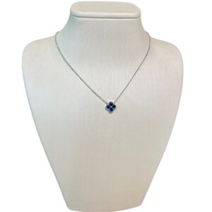 Collana quadrifoglio blu