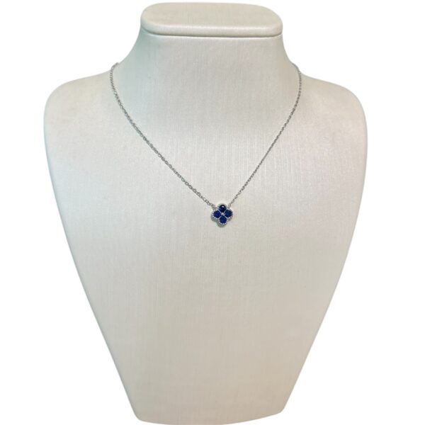 Collana quadrifoglio blu