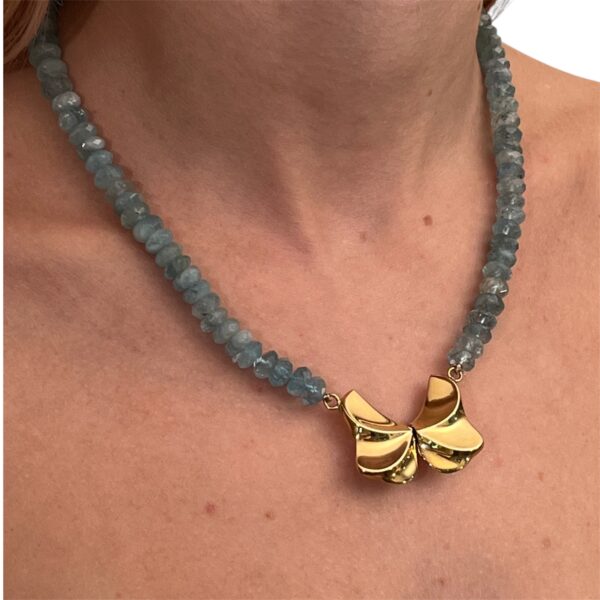 Collana acquamarina chiusura in oro - immagine 2