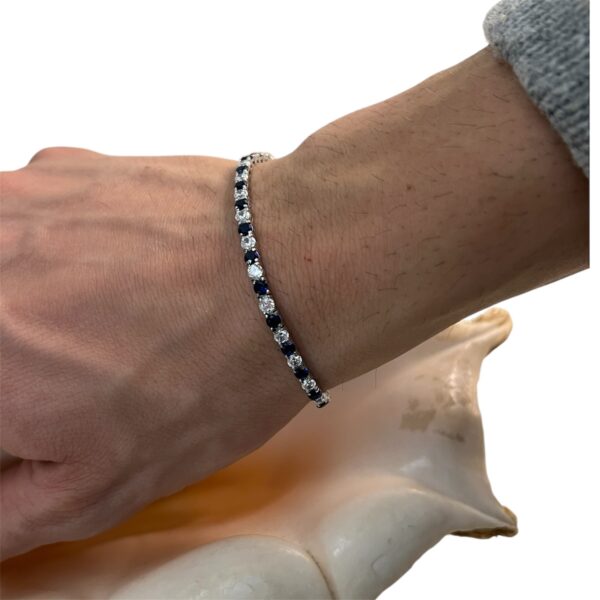 Bracciale tennis zirconi e pietre blu - immagine 2
