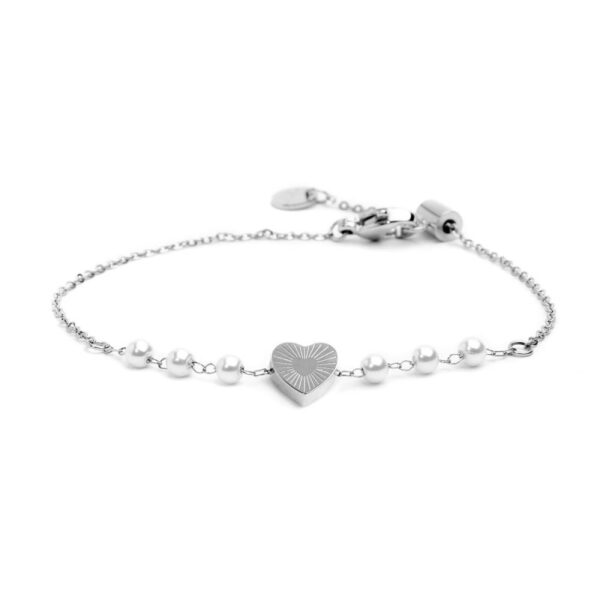 Bracciale cuore cristalli con perle - immagine 2