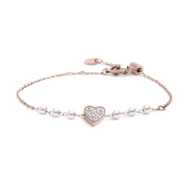 Bracciale cuore cristalli con perle