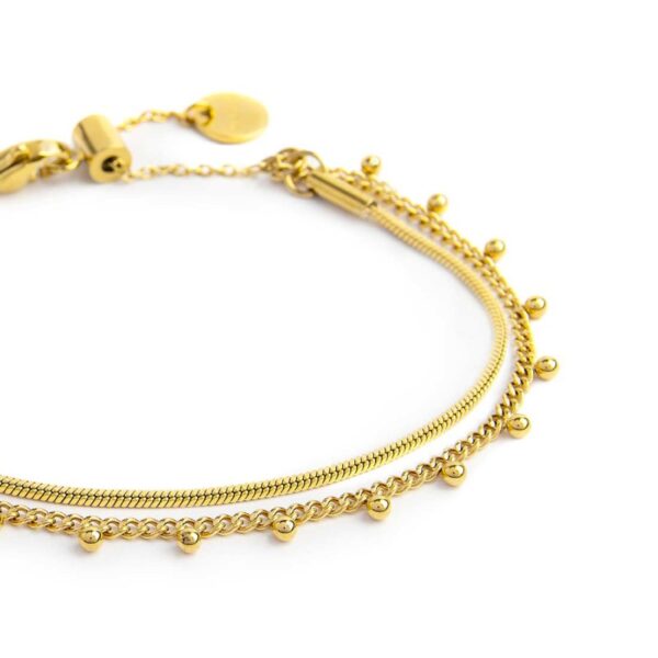 Bracciale doppia catena snake e grumetta con sfere - Oro - immagine 3