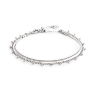 Bracciale doppia catena snake e grumetta con sfere - Acciaio