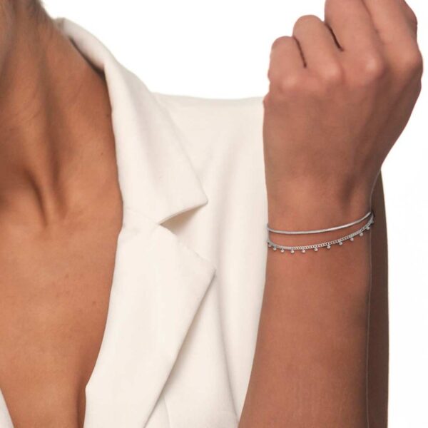 Bracciale doppia catena snake e grumetta con sfere - Acciaio