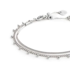 Bracciale doppia catena snake e grumetta con sfere - Acciaio