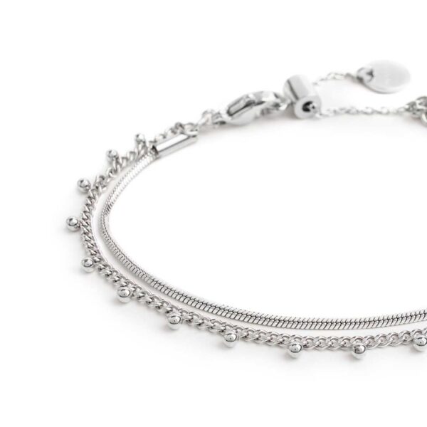 Bracciale doppia catena snake e grumetta con sfere - Acciaio - immagine 3