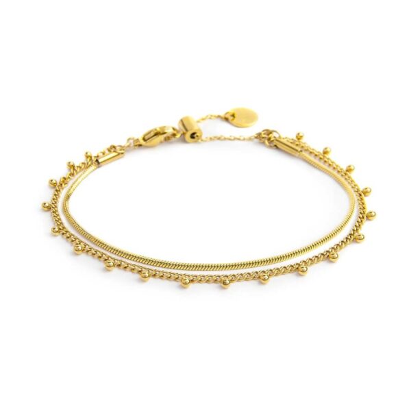 Bracciale doppia catena snake e grumetta con sfere - Oro - immagine 2