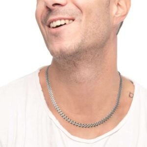 Collana catena a foglia chevron - Acciaio