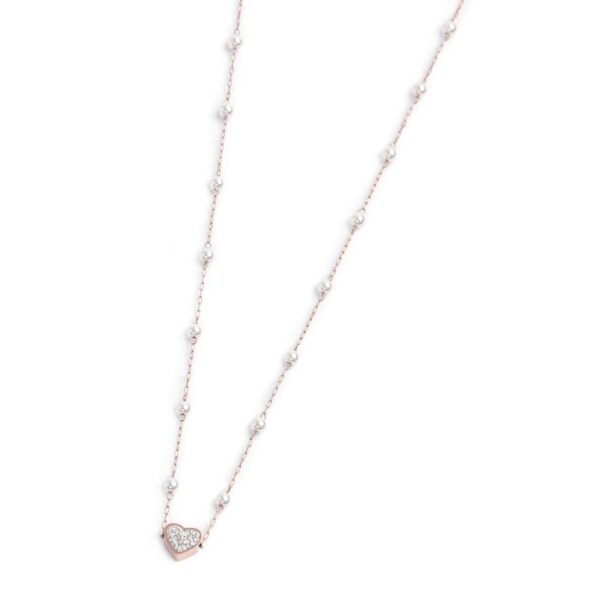 Collana cuore con cristalli e perle
