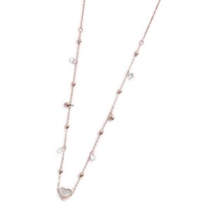 Collana cuore madreperla con sfere e zirconi - Rosa