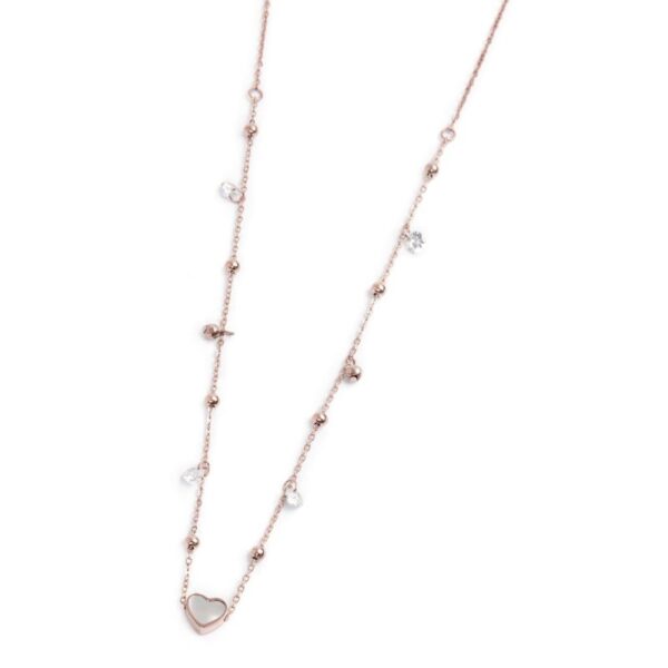 Collana cuore madreperla con sfere e zirconi - Rosa
