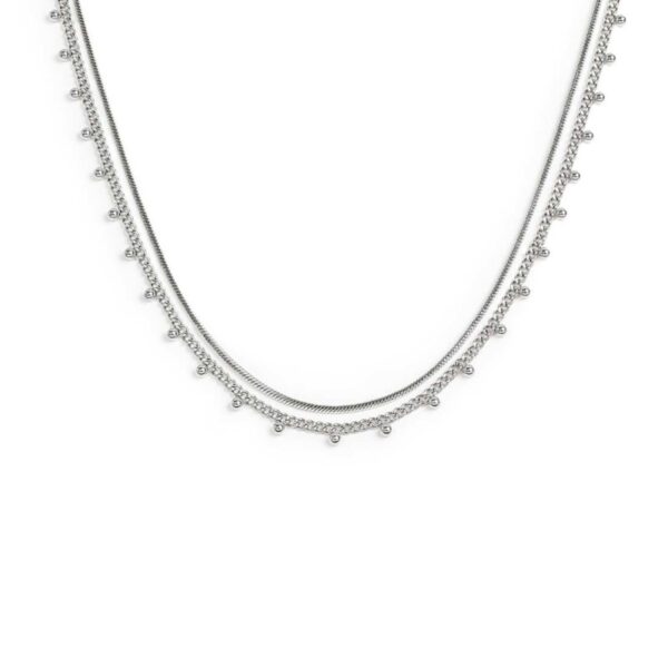 collana doppia catena snake grumette con sfere