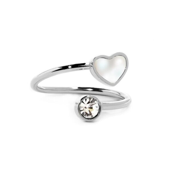 Anello cuore madreperla e cristalli