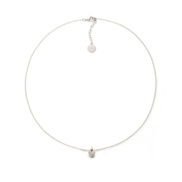 Collana in argento bicolore con cuore pavé - immagine 2