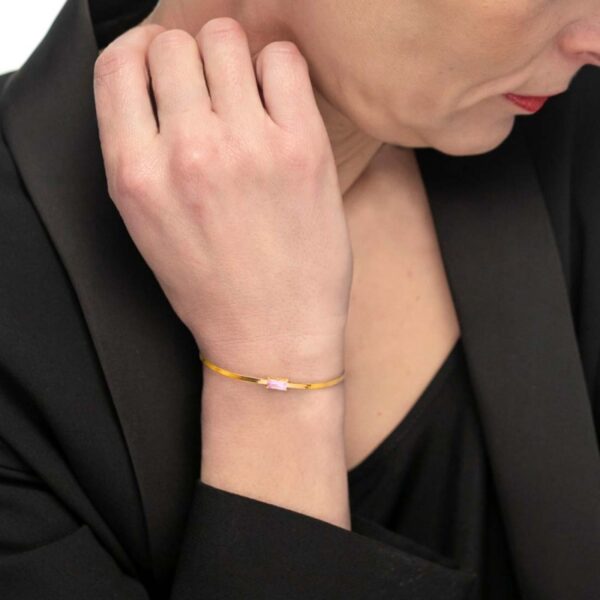Bracciale catena snake con zircone baguette - immagine 2