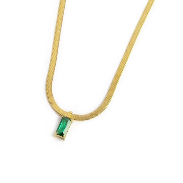 Collana catena snake con zircone baguette - immagine 2