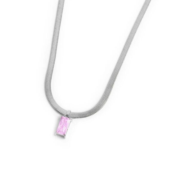 Collana catena snake con zircone baguette - immagine 2