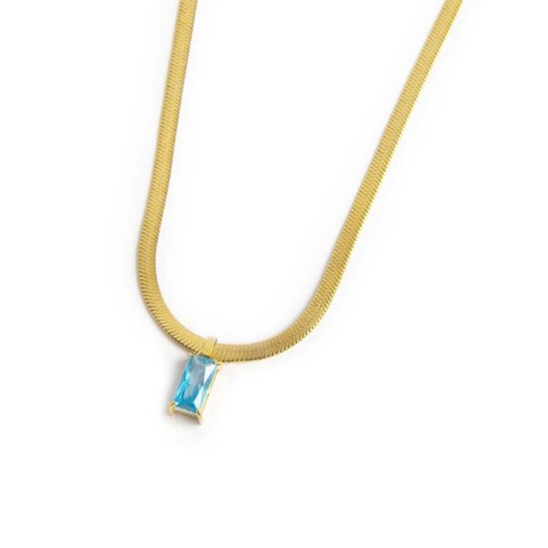 Collana catena snake con zircone baguette - immagine 2