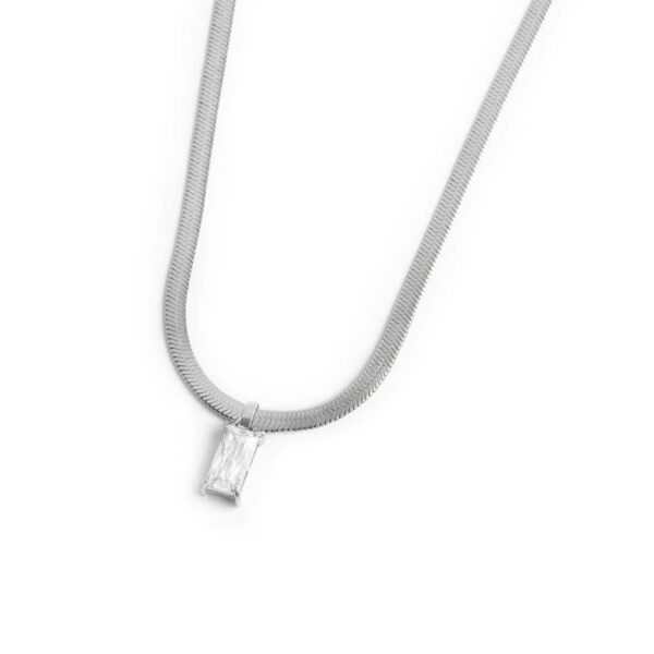 Collana catena snake con zircone baguette - immagine 2