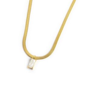 Collana catena snake con zircone baguette
