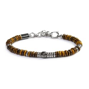 Bracciale catena dischetti in pietra e acciaio