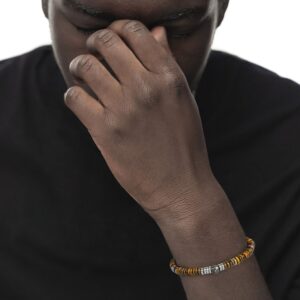Bracciale catena dischetti in pietra e acciaio